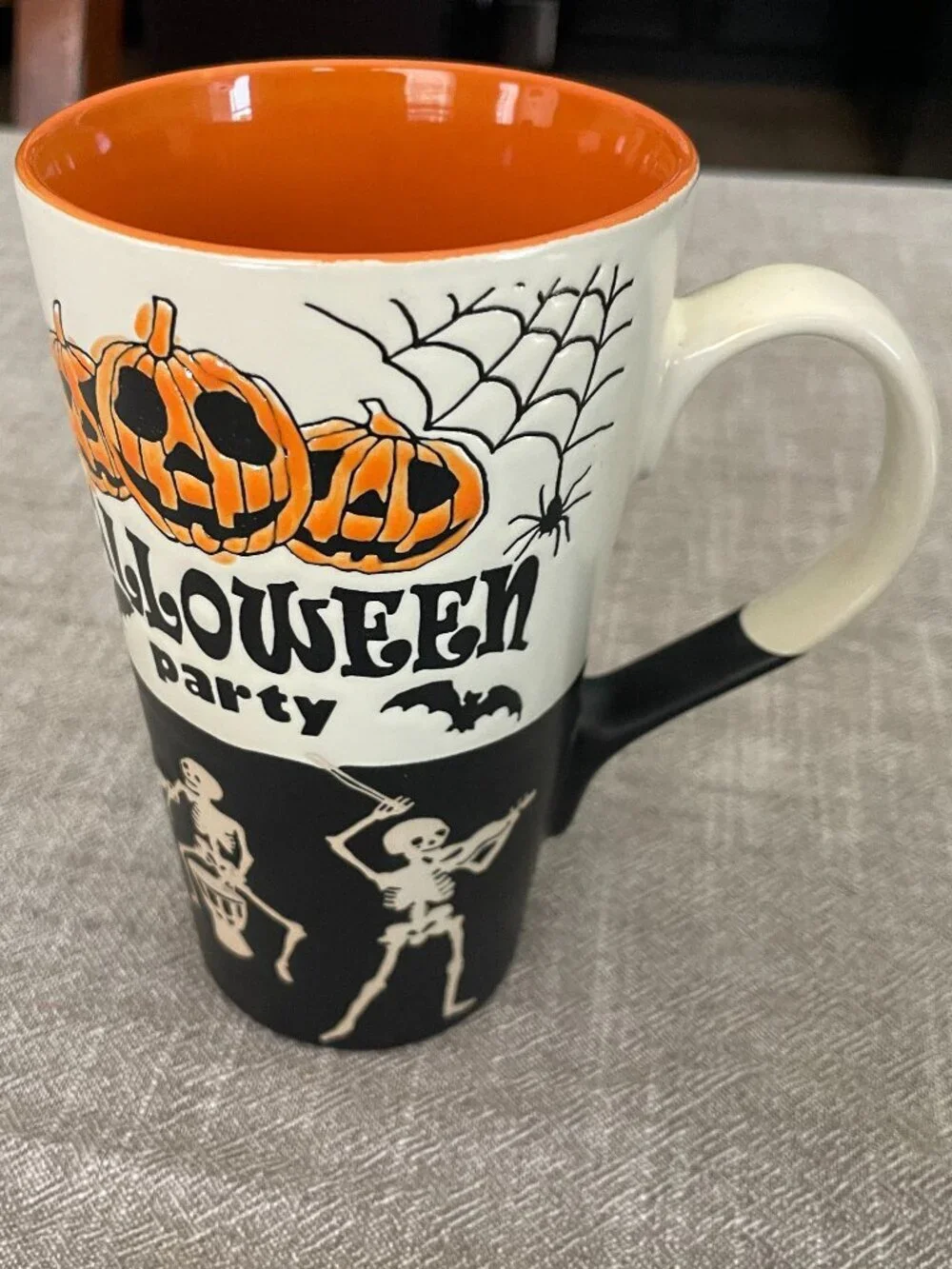 Spectrum Halloween Coffee Mug Halloween Party Jack O Lanterns, Skeletons Ceramic